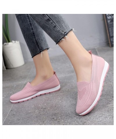 Ladies Fly Woven Mesh Breathable Soft Sole Casual Shoes Shallow Mouth Single Shoes，Solid Color Slip On Walking Shoes Indoor O...