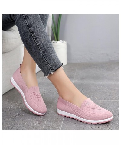 Ladies Fly Woven Mesh Breathable Soft Sole Casual Shoes Shallow Mouth Single Shoes，Solid Color Slip On Walking Shoes Indoor O...