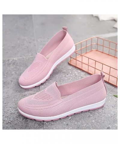 Ladies Fly Woven Mesh Breathable Soft Sole Casual Shoes Shallow Mouth Single Shoes，Solid Color Slip On Walking Shoes Indoor O...