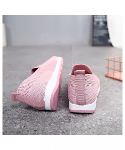 Ladies Fly Woven Mesh Breathable Soft Sole Casual Shoes Shallow Mouth Single Shoes，Solid Color Slip On Walking Shoes Indoor O...