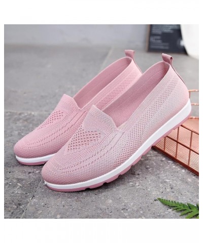 Ladies Fly Woven Mesh Breathable Soft Sole Casual Shoes Shallow Mouth Single Shoes，Solid Color Slip On Walking Shoes Indoor O...