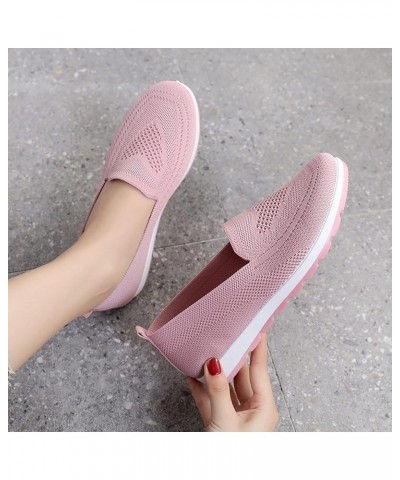 Ladies Fly Woven Mesh Breathable Soft Sole Casual Shoes Shallow Mouth Single Shoes，Solid Color Slip On Walking Shoes Indoor O...