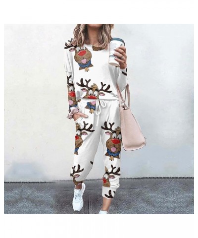 Body Suit Pants Women Sleeve Printed Trousers Loose Hoodie Pant Two Piece Set plus Size Pant Suits for Women White➤➤ Pants fo...