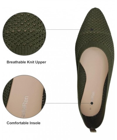 Women's Classic Ballet Flats, Pointed Toe Comfortable Dress Shoes Flats, Soft Knit Slip On Flats Shoes for Women Green $17.00...