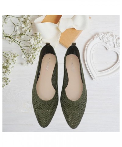 Women's Classic Ballet Flats, Pointed Toe Comfortable Dress Shoes Flats, Soft Knit Slip On Flats Shoes for Women Green $17.00...