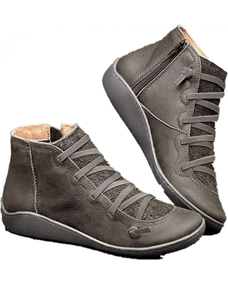 Ankle Boots For Women Dressy Comfy Side Zipper High Top Western Wear Fashion Casual Cowboy Cowgirl Booties T-grey $14.07 Outd...