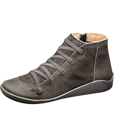 Ankle Boots For Women Dressy Comfy Side Zipper High Top Western Wear Fashion Casual Cowboy Cowgirl Booties T-grey $14.07 Outd...