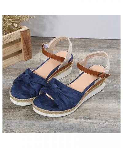 Sandals Women Wide Width Beach Shoes Wedding Evening Party Sandal Bohemia Pearl Flat Sandals Flip-Flop A3 D1-blue $8.89 Sandals