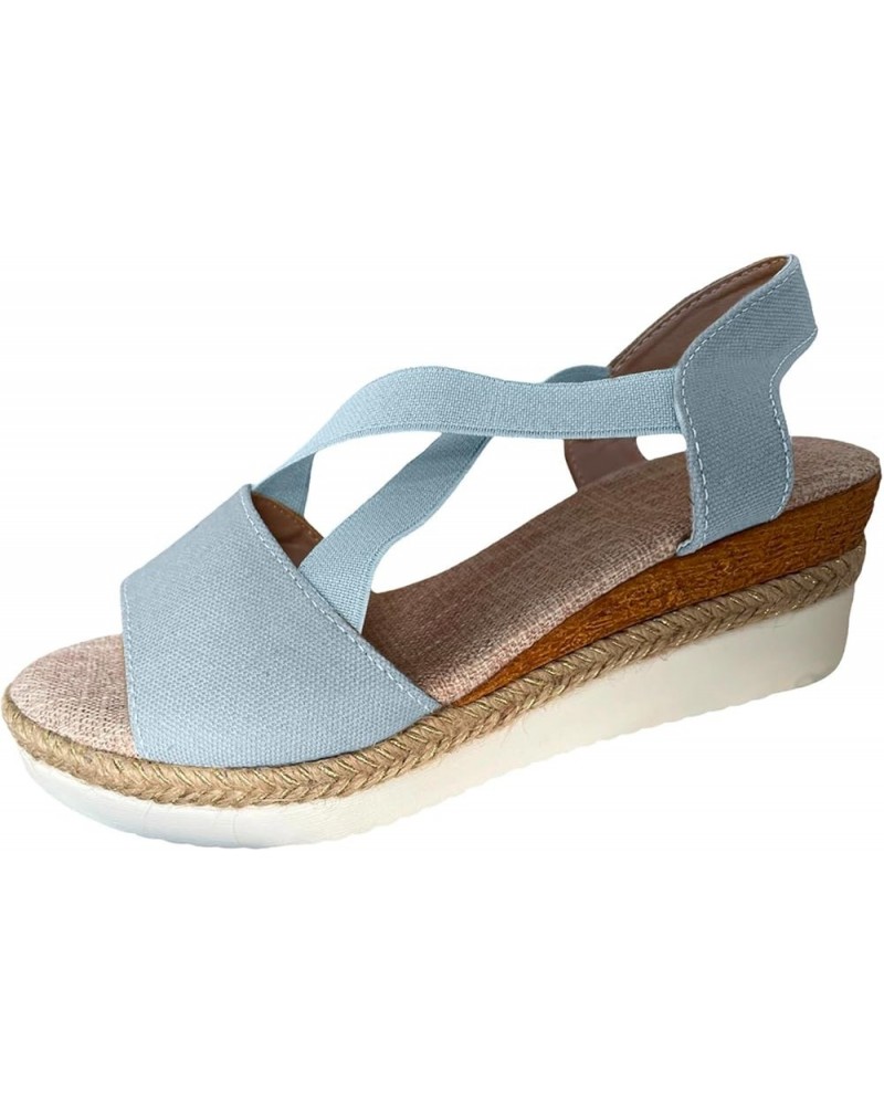 Women Ankle Strap Sparkly Rhinestone Wedge Sandal Beach Casual Boho Flat Non-Slip Flip Flops Sandal 77-ibzwp-g-blue $14.61 Sl...