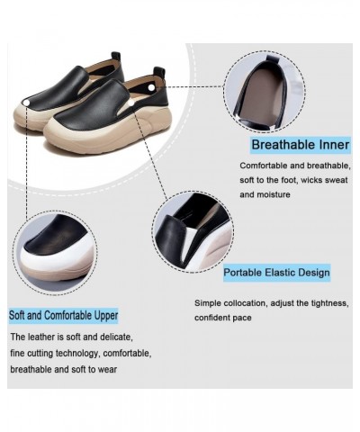 Women's Leather Platform Slip On Loafers Fashion Handmade Round Toe Non-Slip Breathable Casual Walking Shoes Green $15.52 Loa...