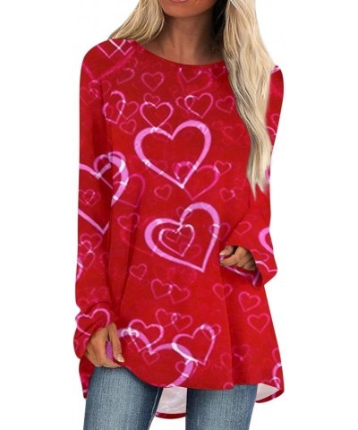 Valentine's Day Long Sleeve Shirt Women Casual Valentine's Day Print Shirt Fashion Crewneck Blouse Tops Holiday Clothes 16-re...