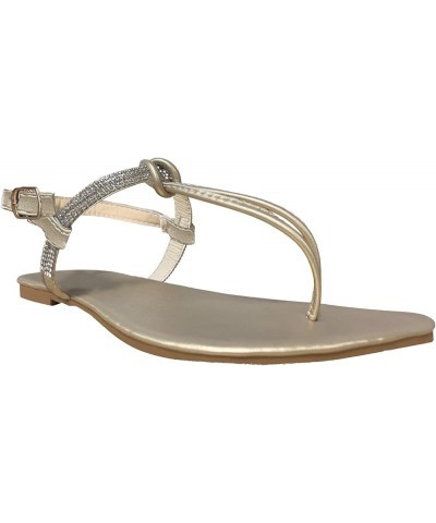 Flat Sandals for Women Summer Clip Toe Lightweight Athletic Sandals Comfortable Buckle Strap Flip Flops G-gold $15.17 Sandals