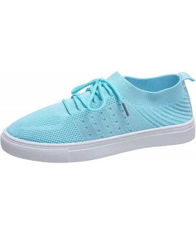 Women Slip on Shoes, Women's Platform Soft Sole Comfortable Lightweight Solid Color Lace-up Sneakers Z-01 Blue $23.56 Loafers...