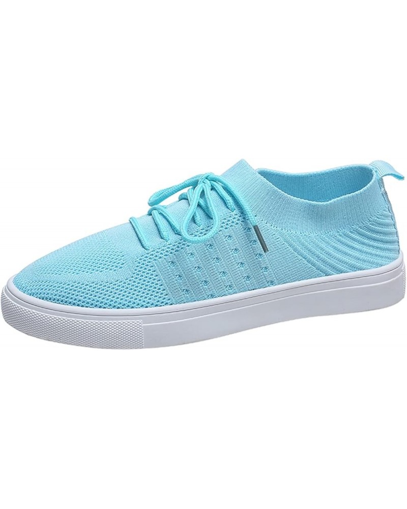 Women Slip on Shoes, Women's Platform Soft Sole Comfortable Lightweight Solid Color Lace-up Sneakers Z-01 Blue $23.56 Loafers...