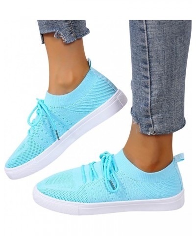 Women Slip on Shoes, Women's Platform Soft Sole Comfortable Lightweight Solid Color Lace-up Sneakers Z-01 Blue $23.56 Loafers...