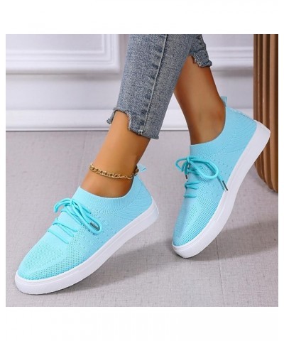 Women Slip on Shoes, Women's Platform Soft Sole Comfortable Lightweight Solid Color Lace-up Sneakers Z-01 Blue $23.56 Loafers...