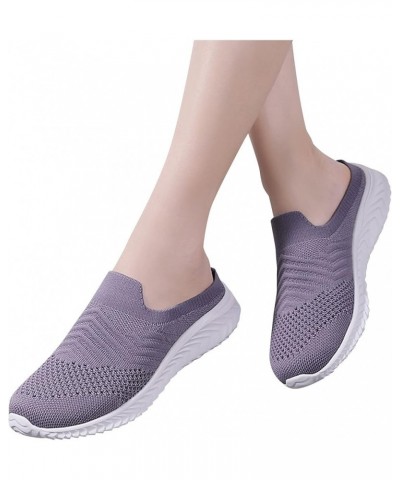 mary jane shoes for women, Womens Fashion Flat Comfortable Lightweight Running Shoes Sneakers Z-11 Purple $17.74 Athletic Shoes