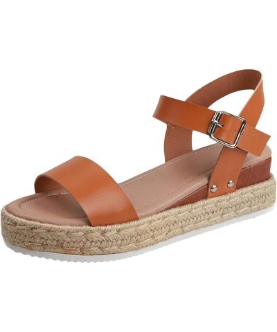 Women's Low Wedge Sandal Crossbands Ankle Strap Trendy Glitter Beach Summer Casual Dress Wedding Sandal 65-ixpyn-3-brown $21....