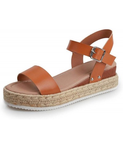 Women's Low Wedge Sandal Crossbands Ankle Strap Trendy Glitter Beach Summer Casual Dress Wedding Sandal 65-ixpyn-3-brown $21....