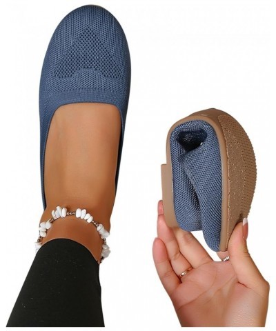 Women Mesh Shoes Casual Shallow Mouth Sandals Easy To Wear Off Flat Shoes Comfortable Sandals Slip On Daily S-472 Navy $12.00...