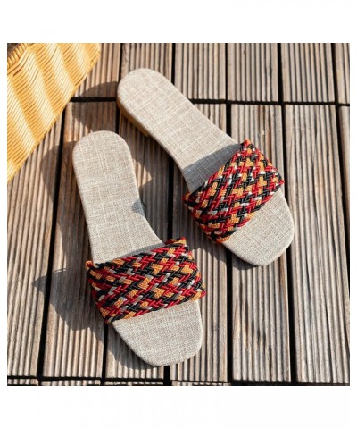 Breathing Design Shoes for Women Ladies Fashion Summer Color Woven Sandals Square Toe Open Toe Flat Beach Wrlb-red $11.70 San...