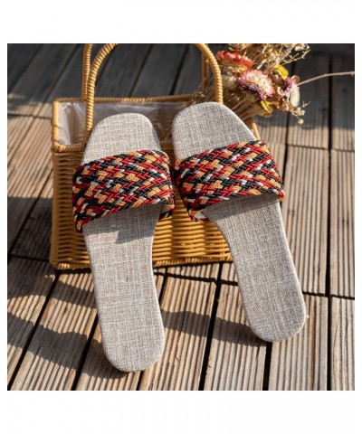 Breathing Design Shoes for Women Ladies Fashion Summer Color Woven Sandals Square Toe Open Toe Flat Beach Wrlb-red $11.70 San...