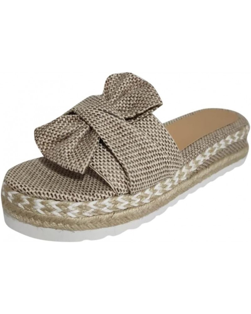 Sandals for Women Dressy Summer, Espadrille Sandals for Women Slip-on Open Toe Sandals Casual Summer Beach Sandals Khaki $13....