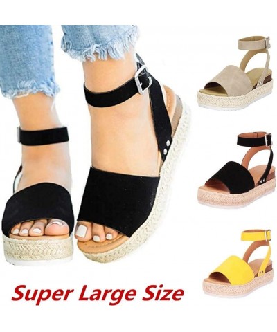 Summer Sandals for Women 2023 Trendy Sandals Women Wide Open Toe Buckle Ankle Strap Espadrilles Wedge Casual Sandal Khaki $17...