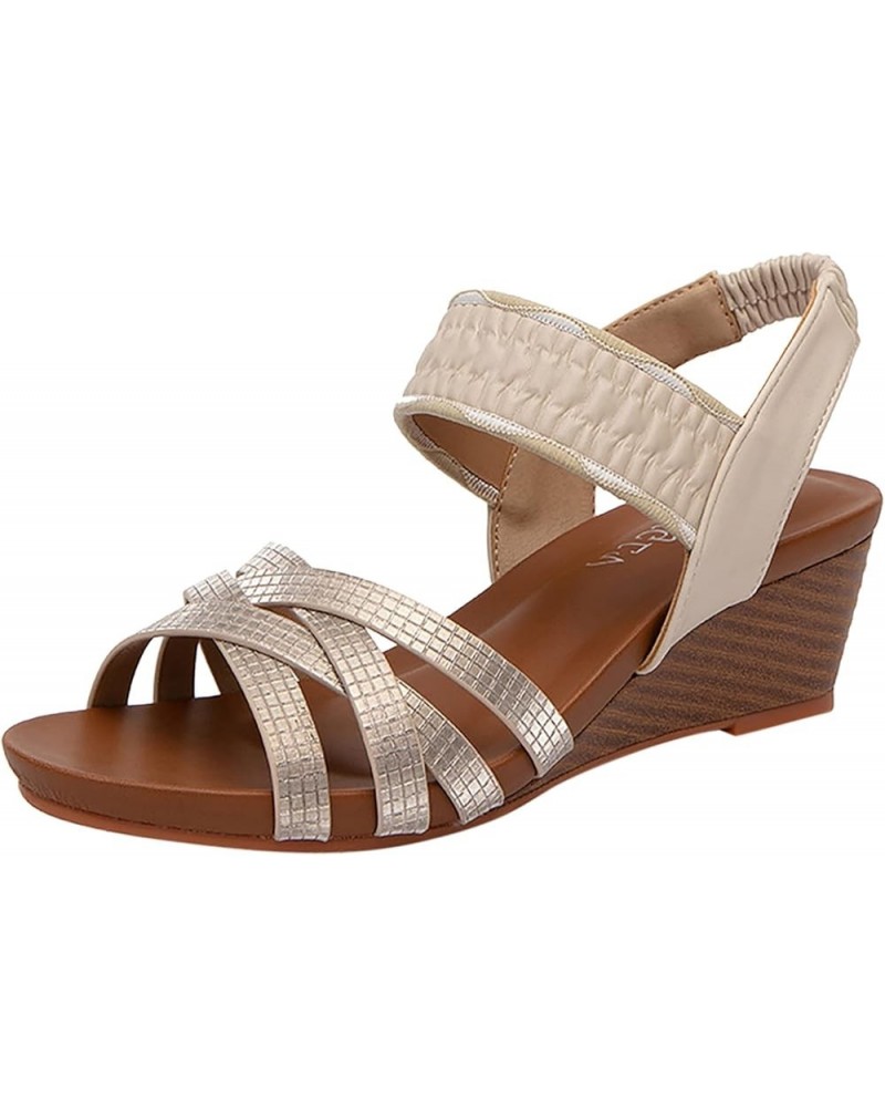 Platform Sandals for Women Fashion Summer Women Sandals Thick Soled Wedge Heel Elastic Belt Slip On Open Toe Comfortable Casu...