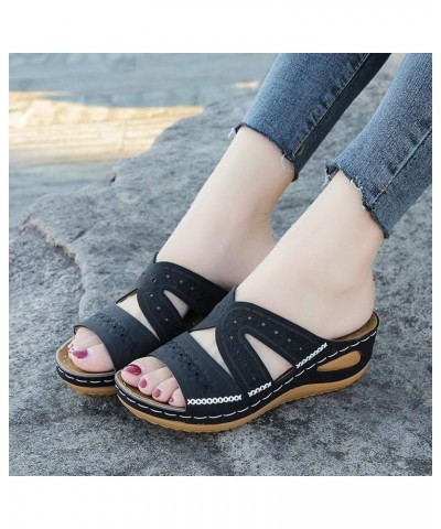 Flip Flops For Kids Heel Strap Women Slides Sandals For Women Bubble Slides Womens Sandals Women Heels Clear Women Fla Black-...