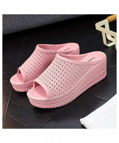 Women's Summer Thick Bottom Slope Heel Comfortable Hollow Sandals Mesh Plastic Outer Wear Muffin Bottom Beach Shoes Slippers ...