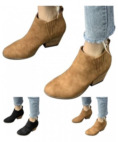 Ankle Cowboy Boots for Women Low Heel Square Toe Women's Ankle Boots Wide Width Low Heel Womens Leather Ankle Boots Wide Widt...