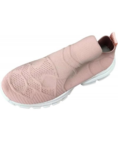 Ladies Fashion Breathable Solid Color Knitted Mesh Thick Sole Casual Sports Shoes Wedgie Sneaker for Women Pink $10.10 Athlet...