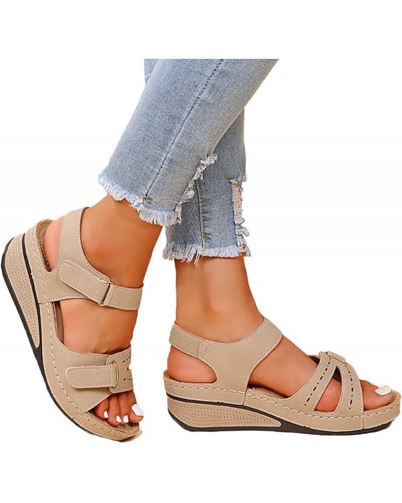 Platform Sandals Women, Casual Sandals for Women Women Orthopedic Sandals Arch Support Sandals for Comfy Walking Z1-khaki $11...