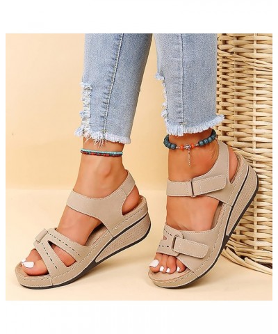 Platform Sandals Women, Casual Sandals for Women Women Orthopedic Sandals Arch Support Sandals for Comfy Walking Z1-khaki $11...