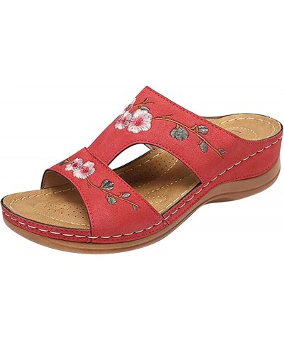 Sandals Women 2023 Fashion Floral Orthopedic Flip Flops with Arch Support Slippers Roman Casual Open Toe Sandal Red $16.79 Ou...