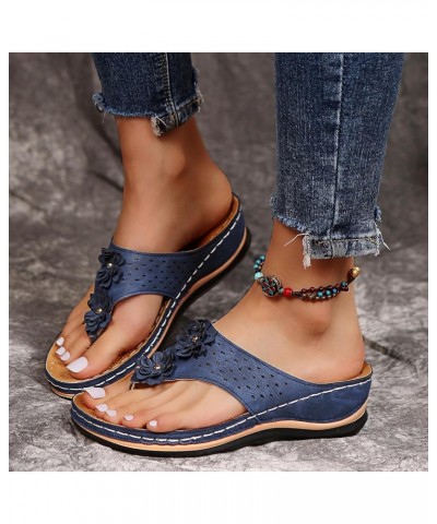 Sandals Women Dressy Summer Arch Support Flip Flops for Women Wedge Sandals Comfortable Walking Cushion Footbed Sandals 01-bl...