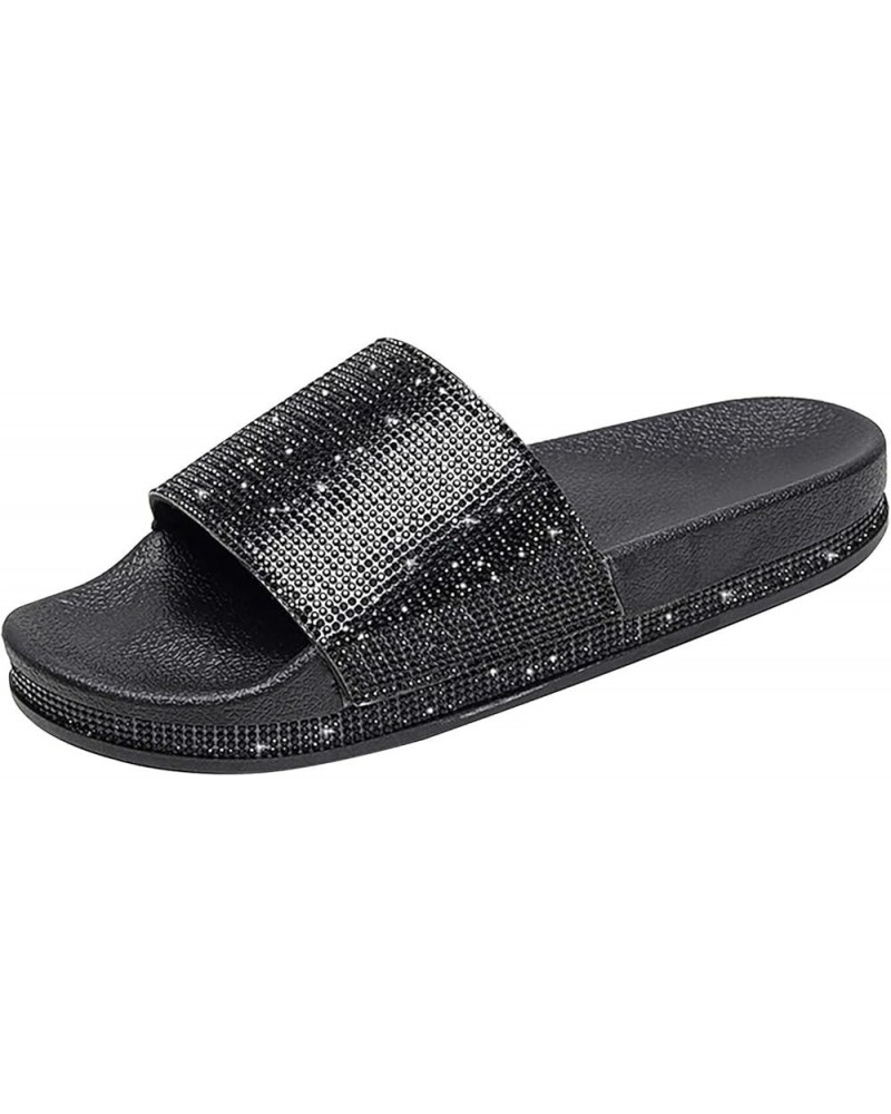 Flip Flops Leather Women Clog Sparkly Sandals White Sandals Womens Flats Comfortable Dressy Women Sandals Fla 8-black $16.76 ...