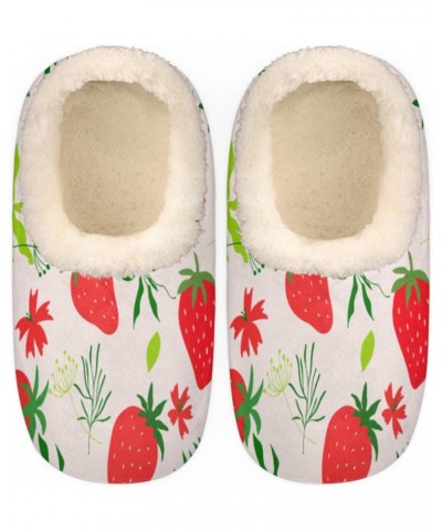 Red Strawberry House Slippers for Women/Men, Non-Slip House Slipper Socks, Plush Lined Slippers Shoes for Boys Girls Teens In...