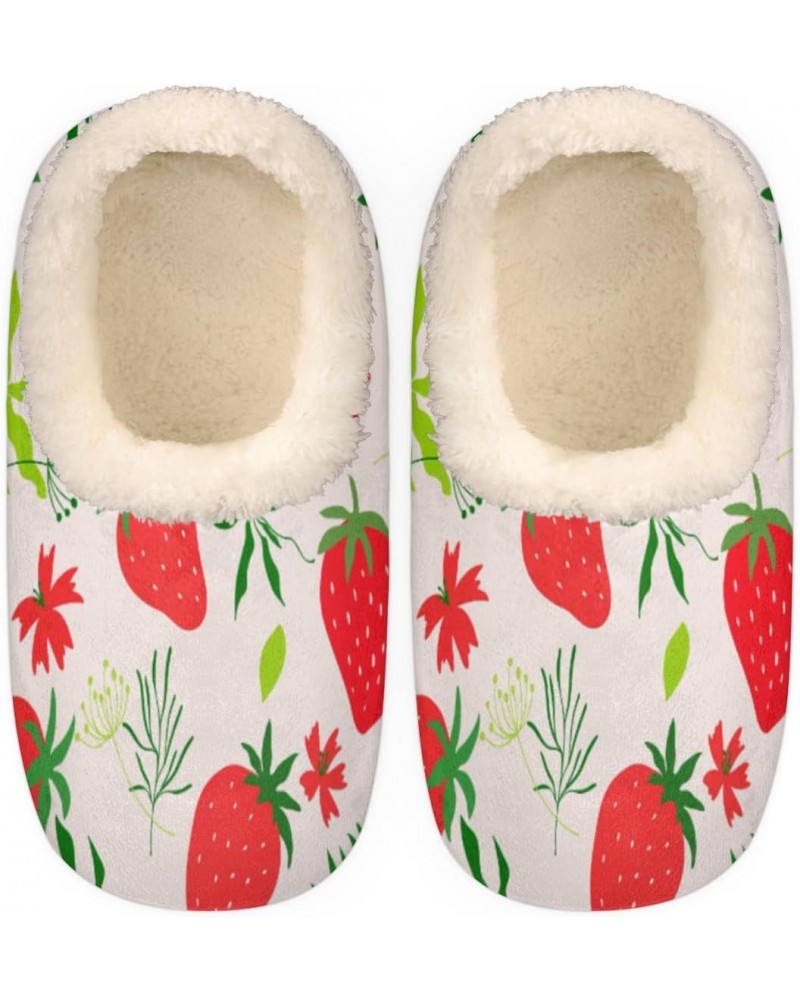 Red Strawberry House Slippers for Women/Men, Non-Slip House Slipper Socks, Plush Lined Slippers Shoes for Boys Girls Teens In...