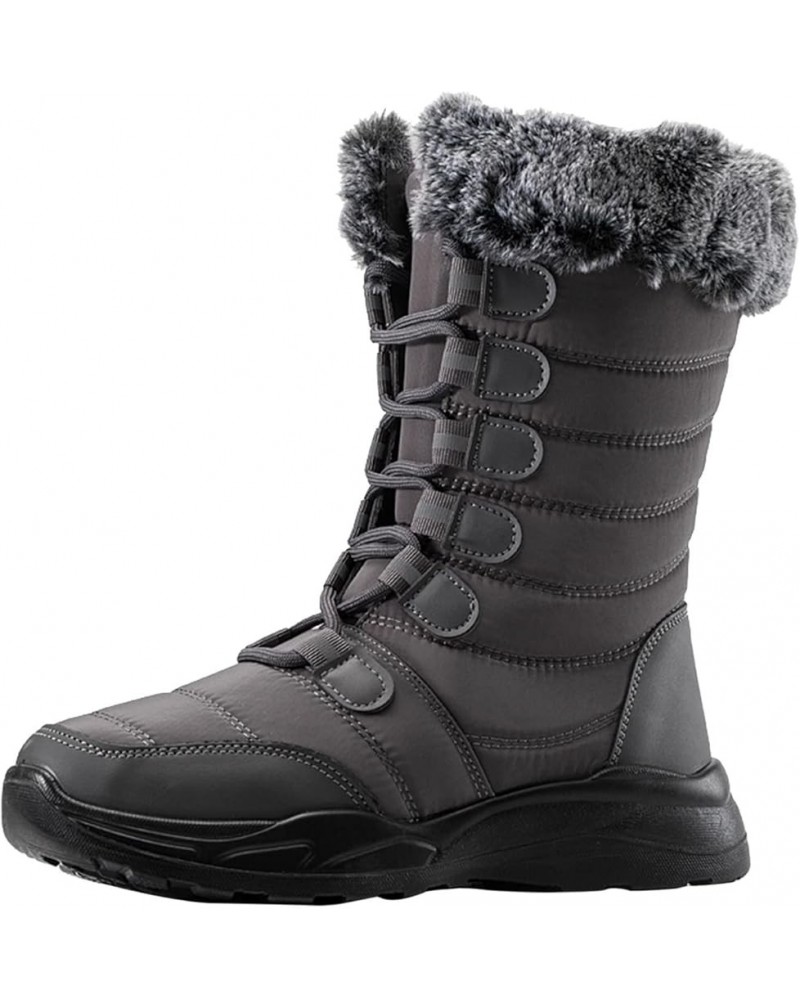 Tall Black Snow Boots for Women Women's Waterproof Boots Womens Ankle Snow Boots Wide Width Outdoor Boots Women Waterproof Ta...