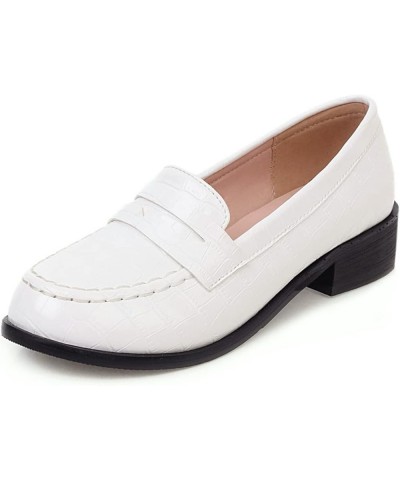 Women's Low Heel Loafers Chunky Pull On Pumps White $18.86 Pumps