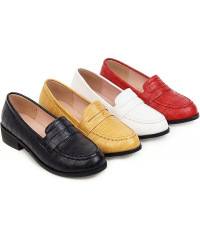 Women's Low Heel Loafers Chunky Pull On Pumps White $18.86 Pumps