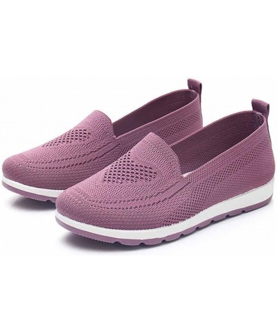 Women Knit Casual Flying Shoes,Lightweight Casual Summer Shoes,Breathable Sneakers,Fashion Women's Comfortable Shoes Purple $...