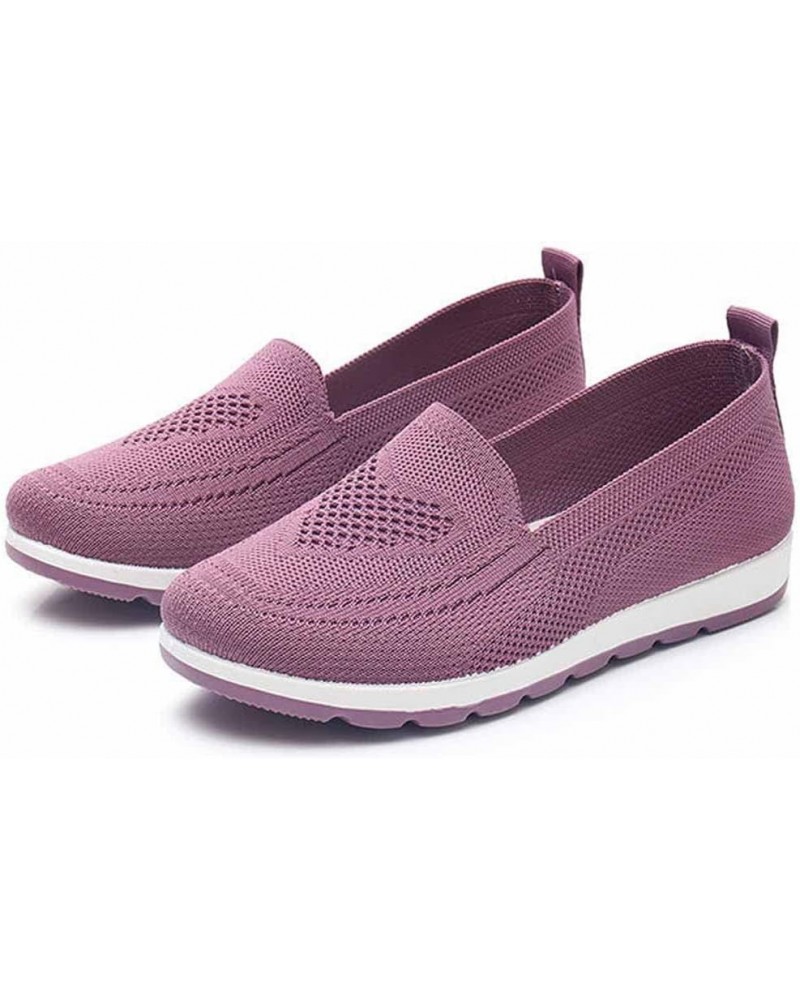 Women Knit Casual Flying Shoes,Lightweight Casual Summer Shoes,Breathable Sneakers,Fashion Women's Comfortable Shoes Purple $...