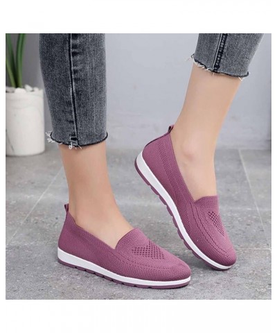 Women Knit Casual Flying Shoes,Lightweight Casual Summer Shoes,Breathable Sneakers,Fashion Women's Comfortable Shoes Purple $...