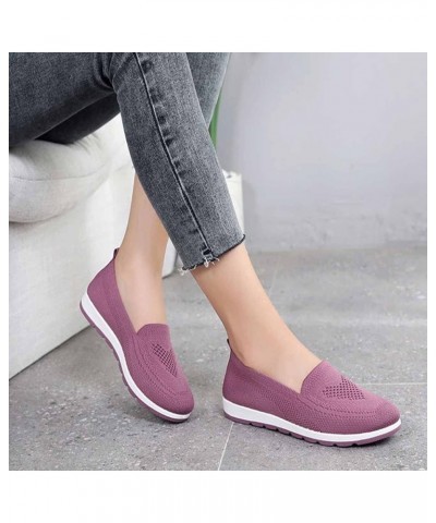 Women Knit Casual Flying Shoes,Lightweight Casual Summer Shoes,Breathable Sneakers,Fashion Women's Comfortable Shoes Purple $...