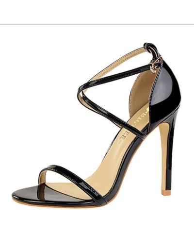 Sexy Stiletto High Heels Heeled Sandals for Women Durable Cross Strap Buckle Open Toe Prom Dress Shoes Black Heeled 11cm $32....