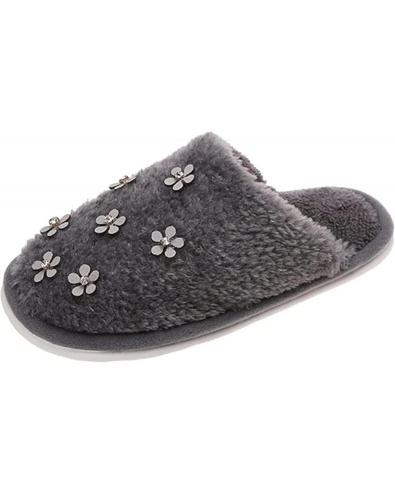 Women's Elegant Winter Slippers Women's Plush Slippers Flowers Comfortable Women's slipper Home Baotou Slip On Plush Slippers...