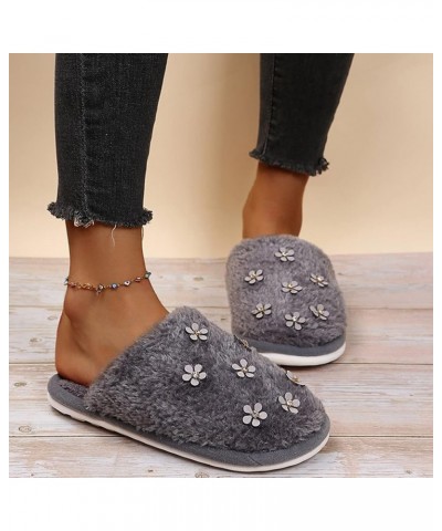 Women's Elegant Winter Slippers Women's Plush Slippers Flowers Comfortable Women's slipper Home Baotou Slip On Plush Slippers...